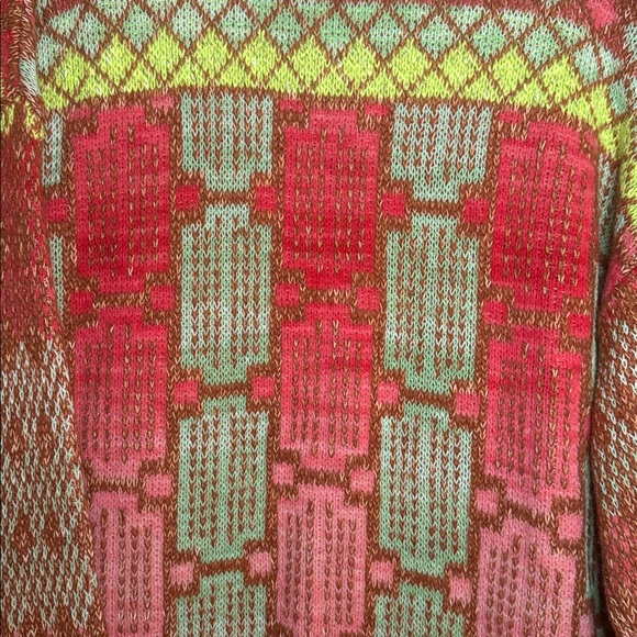 Anthropologie Cozy Multicolor Knit Cardigan with Faux Fur Collar‎ Size Medium - Picture 5 of 8